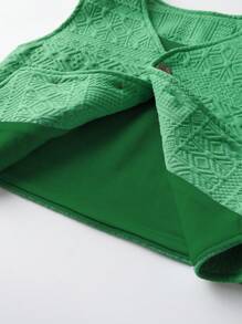 Chàng trai trẻ Nút phía trước Áo khoác vest - màu xanh lá - Xem 3