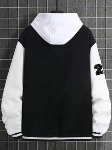 Aesthetic Post 男士加字母圖案兩色校隊夾克（不帶連帽衫） - 彩色 - 查看 2