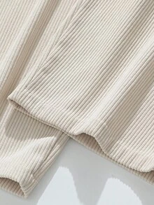 Pantalones rectos de pana bordados clásicos para hombres, transpirables y cálidos - Caqui - Ver 3