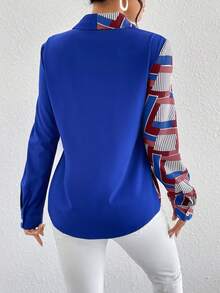 SHEIN LUNE Camisa con estampado geométrico de rayas - Burdeos - Ver 2