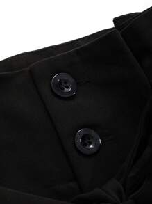 FRIFUL Paperbag Waist Wide Leg Suit Pants - Black - View 8