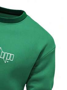 Manfinity Homme Men Star & Slogan Graphic Sweatshirt - Green - View 5