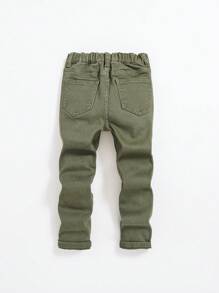SHEIN Young Boy Ripped Frayed Jeans - Army Green - View 2