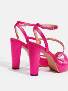 SheIn SXY Ladies' Fashionable Open Toe High Heel Sandals For Summer Wear - Pink - View 4