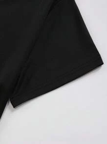 INAWLY 大碼標語和心形印花T恤 - 黑色 - 查看 3