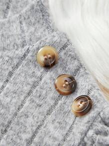 SHEIN Tween Girl Mock Neck Gigot Sleeve Dress Without Belt - Light Grey - View 4