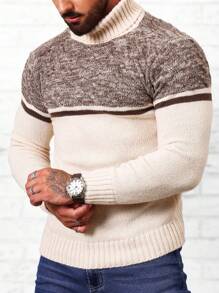 Manfinity Homme 男士高領插肩袖套頭毛衣 - 杏色 - 查看 1