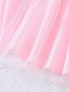 SHEIN Glamorique Kids Váy lưới viền nơ cho bé gái - Nhiều màu - Xem 7