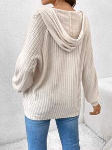 SHEIN Frenchy Raglan Sleeve Drawstring Hoodie - Apricot - View 2