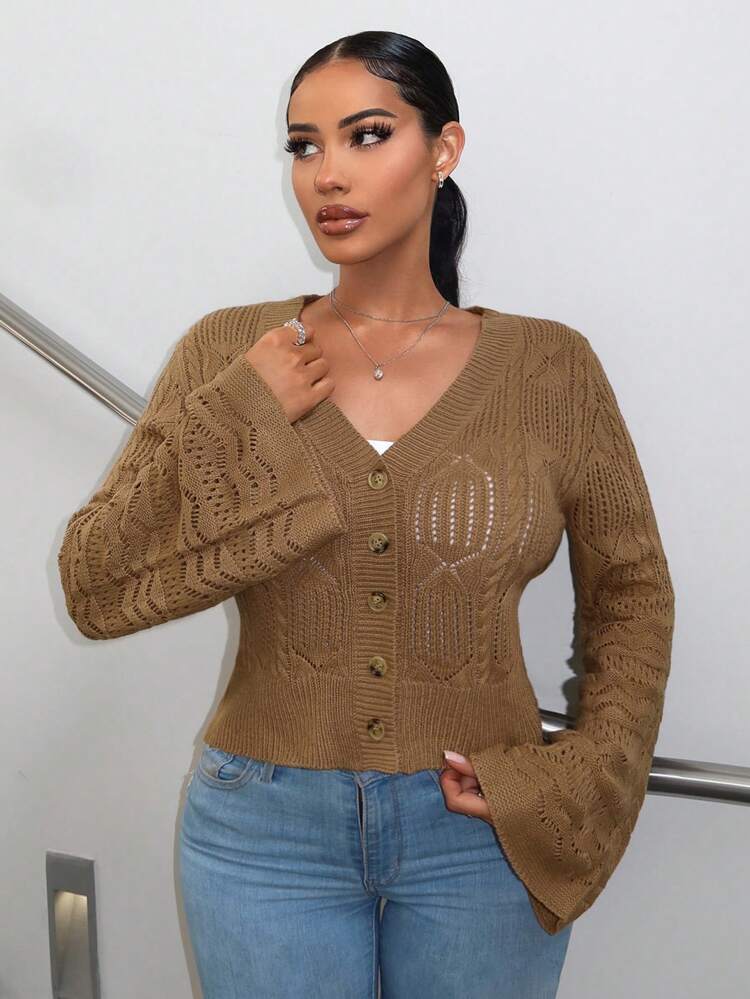 Solid Button Front Cardigan