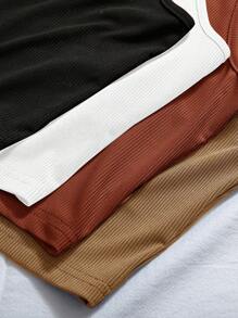 Chiquease 4入組螺紋針織素色背心上衣 - 彩色 - 查看 6