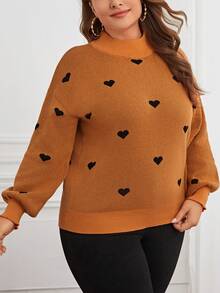 SHEIN LUNE Hơn Hình trái tim Cổ giả Áo len - trái cam - Xem 5