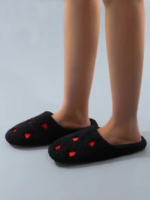 女士刺繡絨面室內拖鞋,軟底 - 黑色 - 查看 2