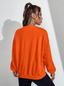 SHEIN EZwear 卡通和字母圖案落肩袖運動衫