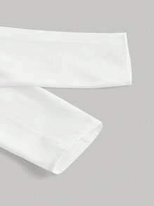 SHEIN MOD 素色雞心領口羊腿袖襯衫 - 白色 - 查看 3