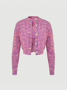 SHEIN MOD Space Dye Drop Shoulder Cardigan & Cami Knit Top - Multicolor - View 1