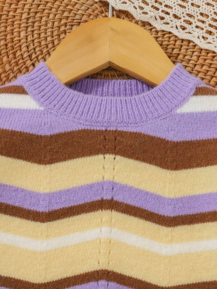 Baby Girl Colorblock Drop Shoulder Sweater