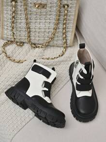 Autumn Winter Girls' Personalized Fashionable Color Block Boots For Tween And Teen - Black and White - View 5