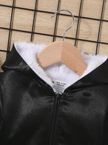 SHEIN Bébé Garçon Veste À Doublure En Tissu Duveteux À Capuche (Sans T-Shirt) - Multicolore - Voir 5