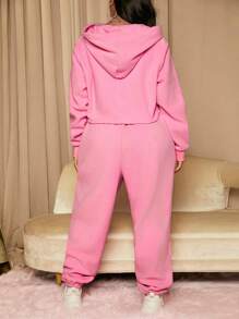 Slaydiva Plus Zip Up Hoodie & Pants - Pink - View 3