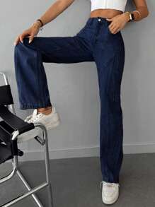 EURMUSE Straight Leg Jeans - Blue - View 5