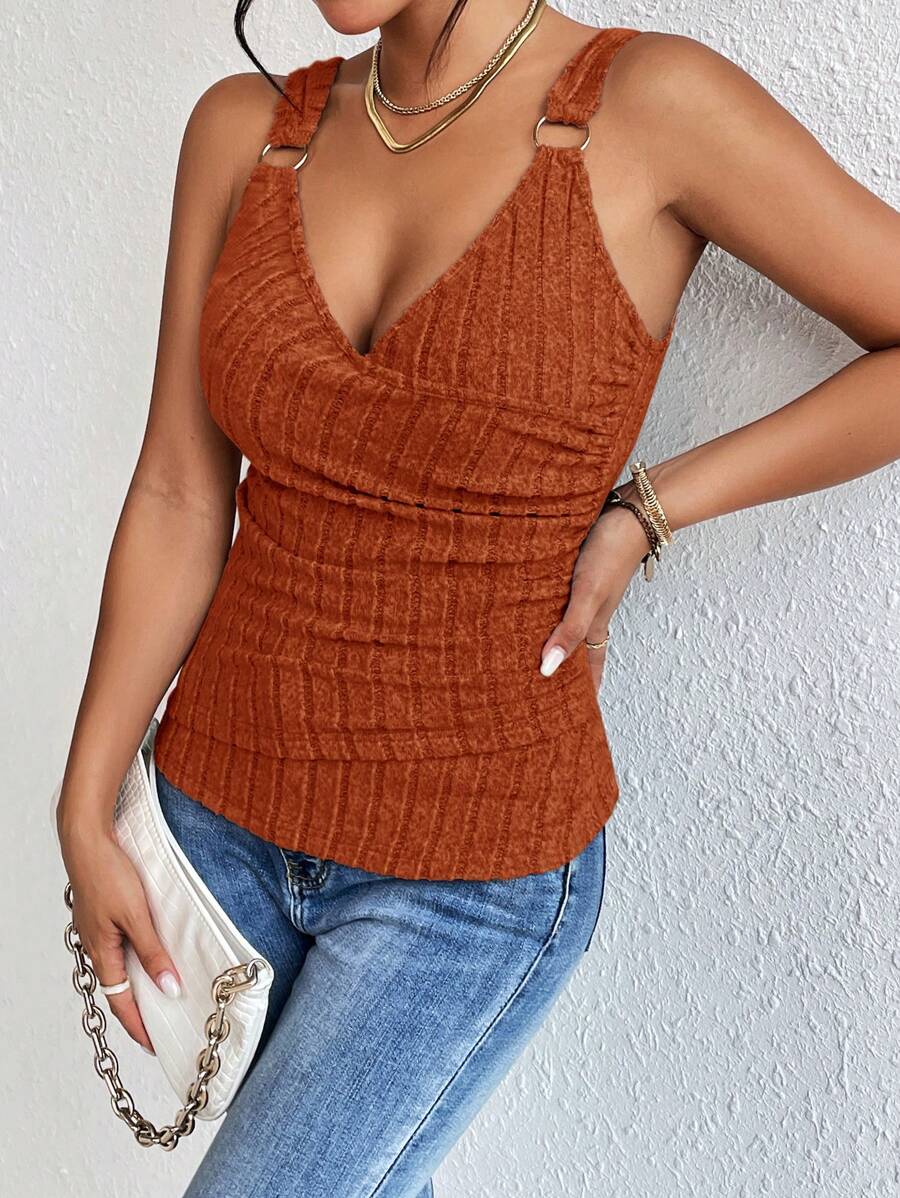 SHEIN Essnce Solid Ring Detail Tank Top