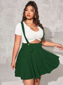 Calvaya 大碼素色連衣裙不帶T恤 - 墨綠色 - 查看 1