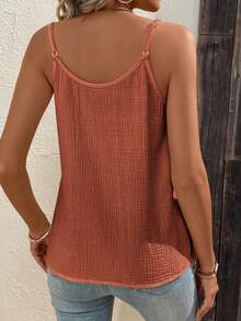 SHEIN LUNE 素色前紐扣吊帶上衣 - 藕粉色 - 查看 2