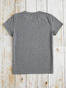 SHEIN EZwear Plus Sunflower And Butterfly Print Tee - Grey - View 2