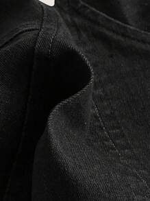 SHEIN MOD Plus Hanky Hem Denim Tube Top - Black - View 3