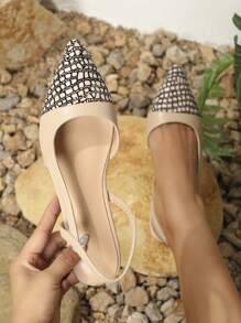 Women's Flat Back Straps Flats, Fashionable And Comfortable Goddess Pointed Toe Shoes For All Seasons - Apricot - View 1