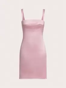 SHEIN MOD Chất rắn Váy Dây - Màu Hồng baby - Xem 1