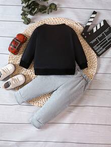 Baby Boy Car Print Sweatshirt & Sweatpants - Multicolor - View 2