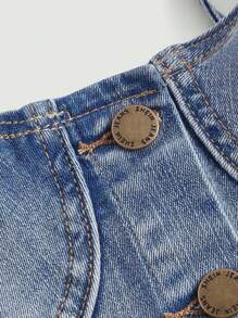 SHEIN MOD Button Front Bustier Cami Denim Top - Light Wash - View 4