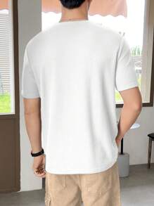 GENTILAND Men Letter Patched Detail Tee