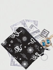 ROMWE Goth Sun & Moon Snake Graphic Coin Purse - Multicolor - View 4