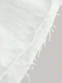 SHEIN MOD Solid Shirred Waist Layered Ruffle Hem Denim Skirt - White - View 4