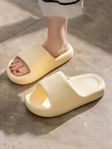 夏季新款时尚简约女士家居拖鞋，日常休闲百搭，厚底透气，柔软舒适，居家拖鞋【建议拍大一码，穿着更舒适】 - 黃色 - 查看 4