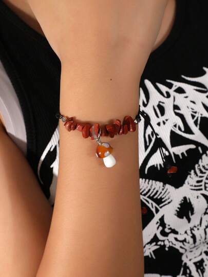 Fairycore 1 pieza Pulsera moda seta accesorio con cuenta con piedra para mujeres para decoración diaria