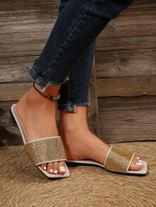 Women's Fashionable Flat Sandals - Gold - View 2