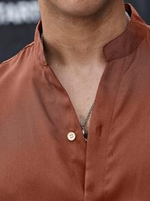 Manfinity Homme Men Solid Button Up Shirt - Rust Brown - View 8