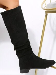Botas planas simples y elegantes para mujer - Negro - Ver 5
