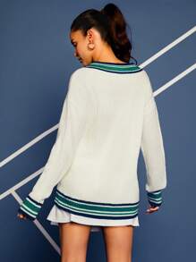 VARSITIE Sports Tennis Basic Thigh Highs&Outdoors With KNIT - White - View 2