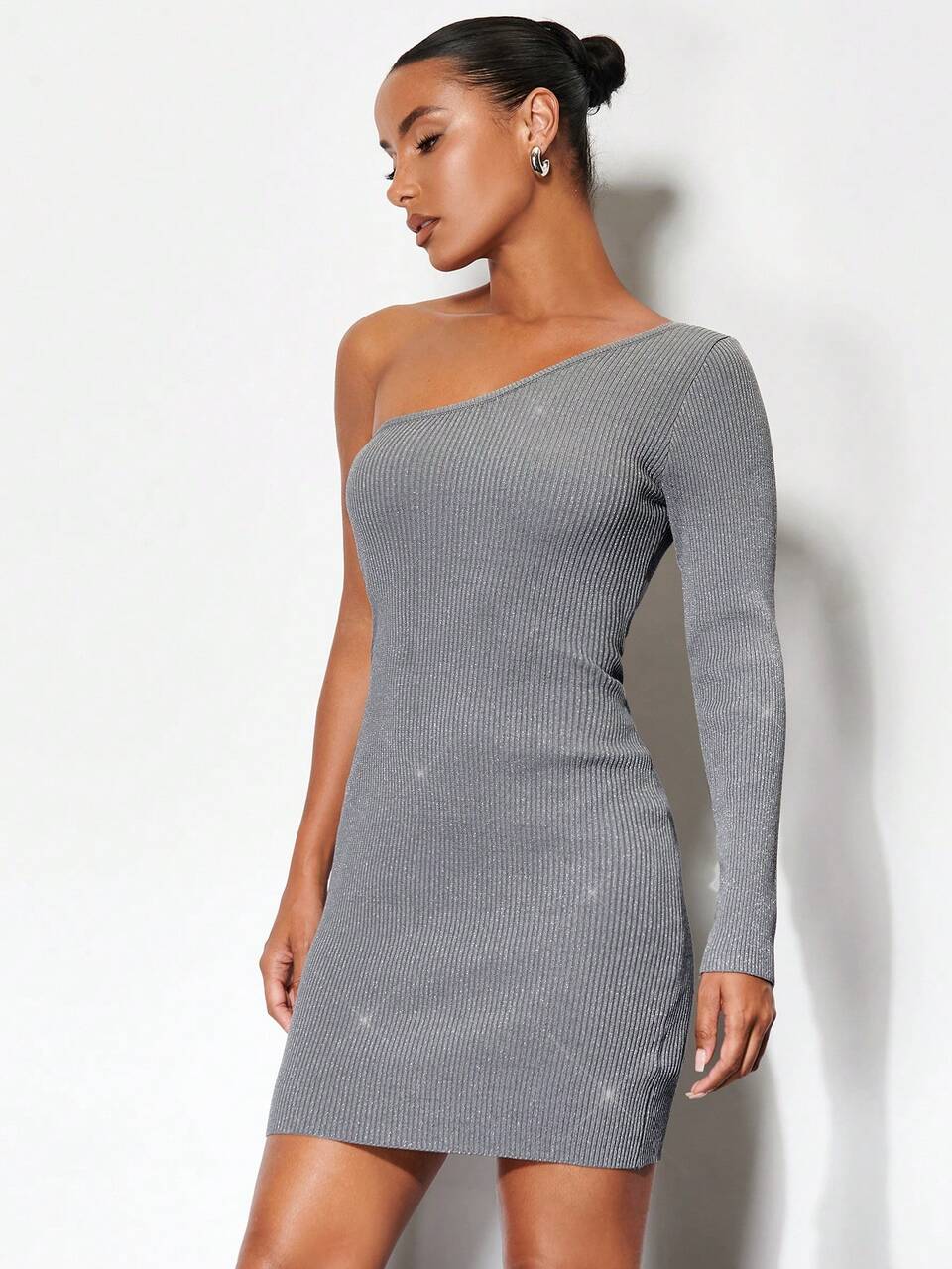 One Shoulder Bodycon Sweater Dress