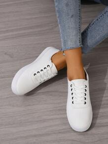 休閒平底滑冰鞋防滑女鞋 - 白色 - 查看 3