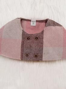 Baby Girl Plaid Double Breasted Coat - Multicolor - View 5