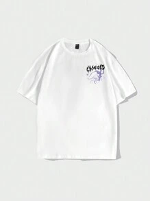 ROMWE MEN Goth Nam Khẩu hiệu & In đồ họa Áo thun - trắng - Xem 2