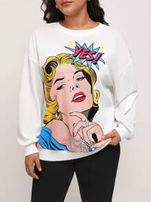 Joe McDermott 大碼圖形落肩運動衫 - 白色 - 查看 1