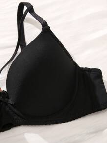 Sujetador unicolor con aro - Negro - Ver 3