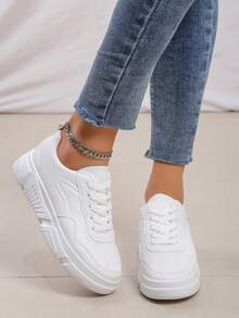 全新女用低筒休閒運動鞋,輕盈、舒適、透氣、百搭。學生戶外活動的理想選擇 - 白色 - 查看 4